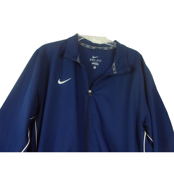 Nike Dri Fit Men's L Blue Polyester Full Zip Basic Activewear Jacket Solid - Picture 5 of 10